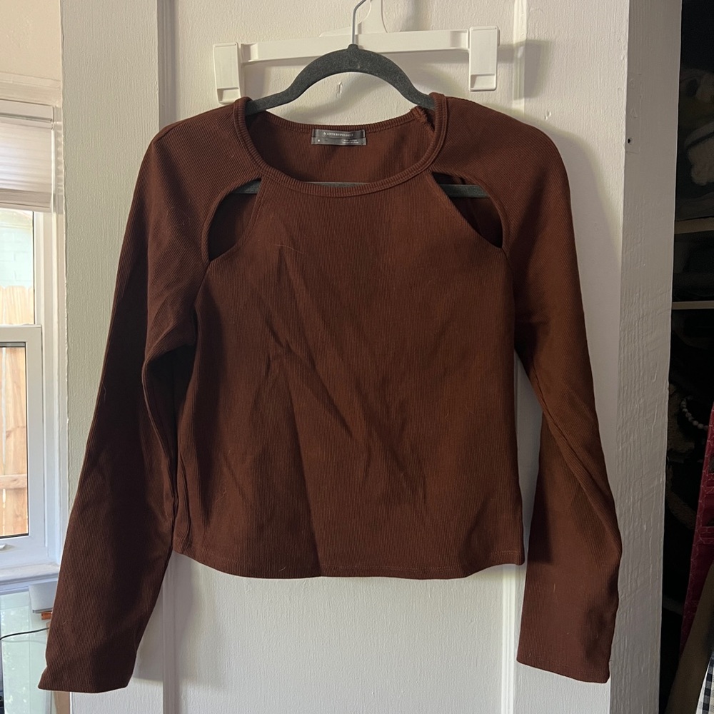 Anthropologie Cropped Brown Top